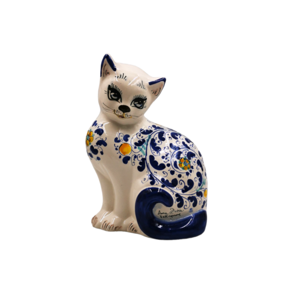 GATTO FATTO A MANO IN CERAMICA SICILIANA DI CALTAGIRONE